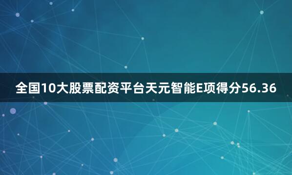 全国10大股票配资平台天元智能E项得分56.36